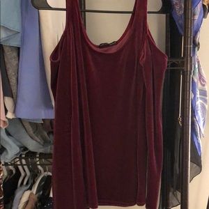 Velvet rose colored off shoulder top